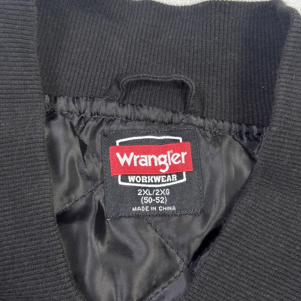 Wrangler Canvas Vest Mens 2XL Black Quilted Insulated Workwear Full Zip - Picture 4 of 7